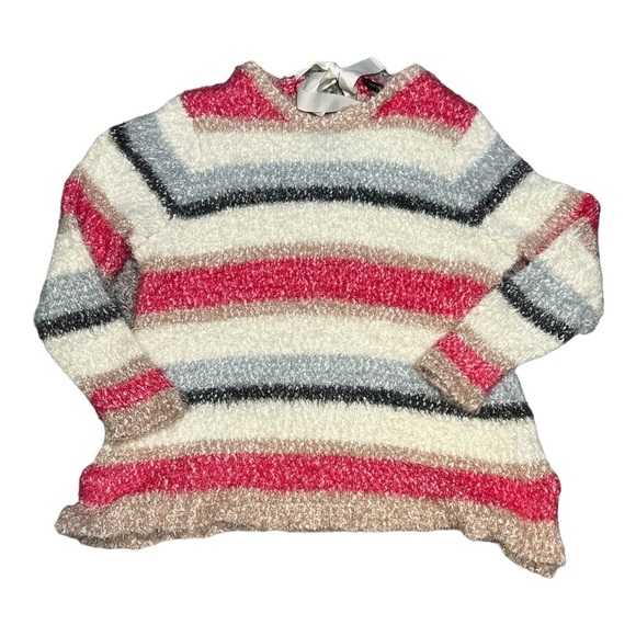 Lane Bryant Stripe Fuzzy Knit Sweater White Multicolor Plus Size 26-28 - Picture 4 of 7
